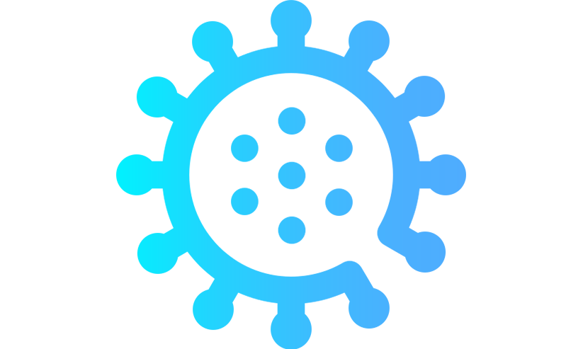 Blue icon of coronavirus cell
