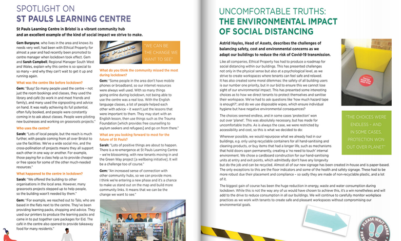 Double page spread of report