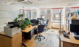 Light and airy office space for social enterprises in Edinburgh with wooden floors