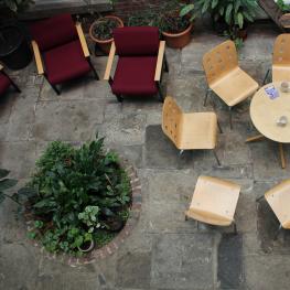 Communal seating area at Scotia Works